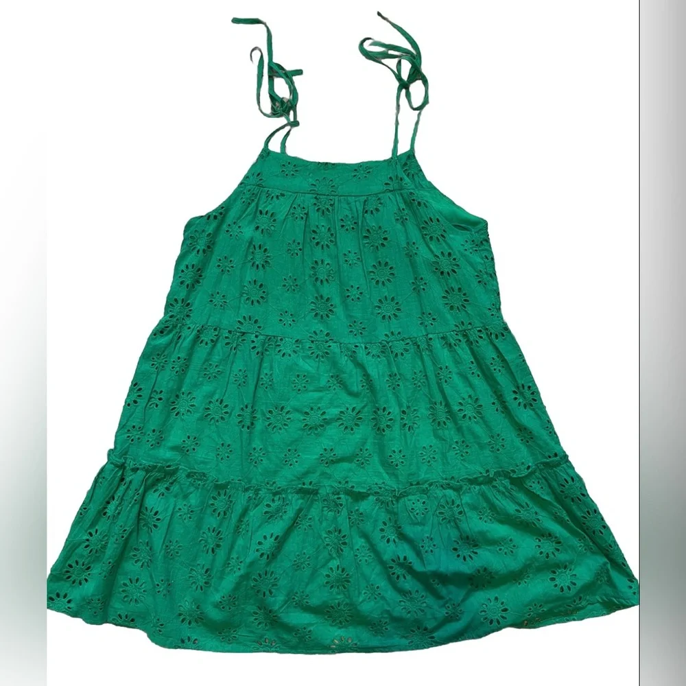 Altar'd State 100% Cotton Green Ruffled Tiered Sundress Like New! M - Picture 9 of 9